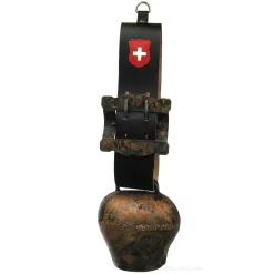 Cloche de vache suisse - Antique - vieille - Ecusson