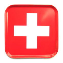 Rotes Schweizer Kreuz Tablett