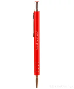 Stylo métal croix suisse rouge