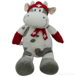 Plush Swiss Cow Hat Scarf Gloves