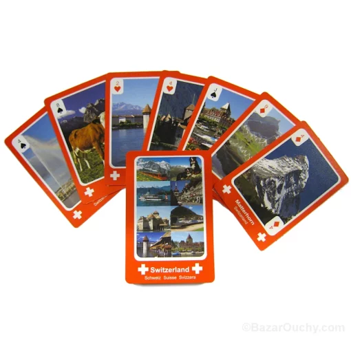 Swiss card game with different views and landscapes