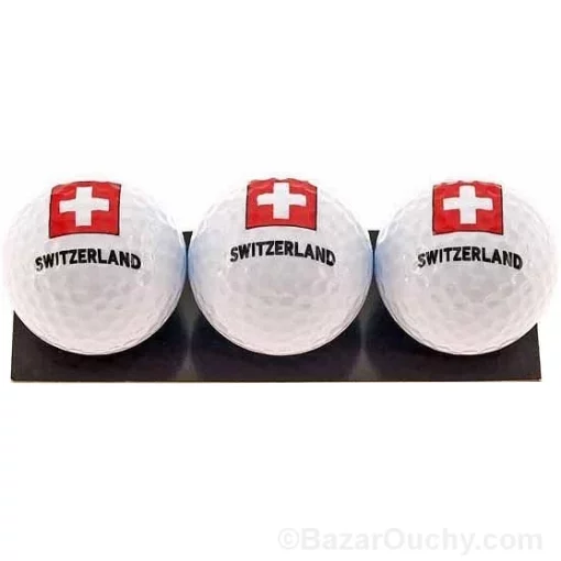 Pelota de golf blanca con cruz suiza - 3 piezas