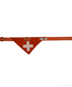 Collier chien avec drapeau suisse rouge