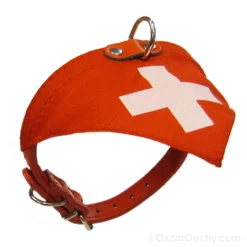 Collier chien avec drapeau suisse rouge