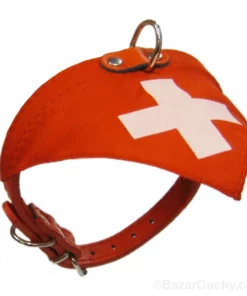 Collier chien avec drapeau suisse rouge