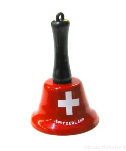 Cloche de table rouge avec croix suisse - Petite