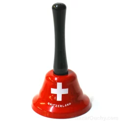 Campana de mesa roja con cruz suiza