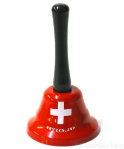 Cloche de table rouge avec croix suisse