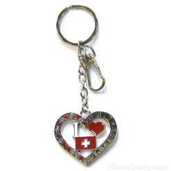 Porte clé coeur suisse strass_