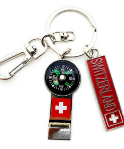 Porte clé sifflet et etiquette suisse