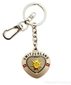 Porte clé suisse coeur tourne croix suisse