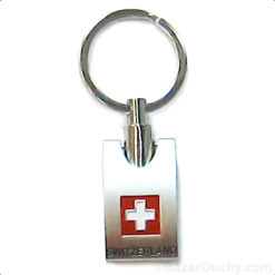 Porte clé rectangle croix suisse_