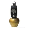 Cloche de vache suisse - Dore - Courroie Edelweiss - 4,5cm