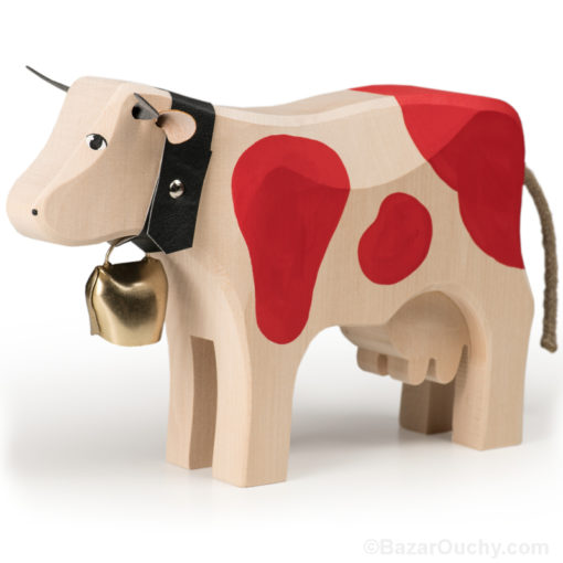 Grande mucca svizzera giocattolo in legno