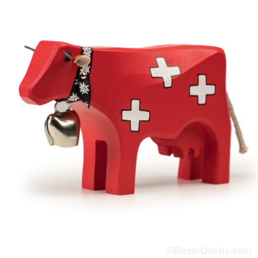 Swiss red wooden cow Swiss cross toy