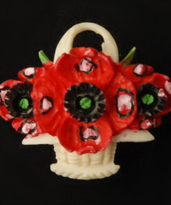 Broche en ivoire - Coquelicot