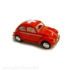 Voiture coccinelle rouge croix suisse