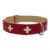 Hundehalsband Schweizer Kreuz rotes Leder
