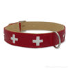 Collier chien croix suisse cuir rouge