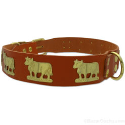 Collier chien cuir vache en métal