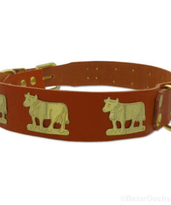 Collier chien cuir vache en métal