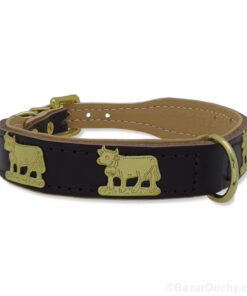 Collier chien cuir vache en métal