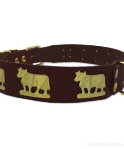 Collier chien cuir vache en métal