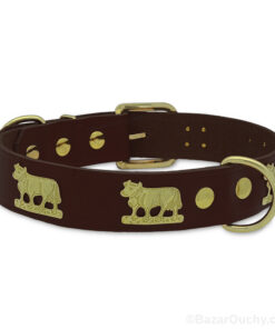 Collier chien cuir vache en métal