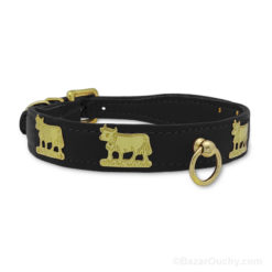 Collier chien cuir vache en métal