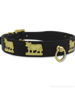 Collier chien cuir vache en métal