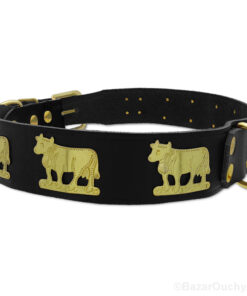 Collier chien cuir vache en métal