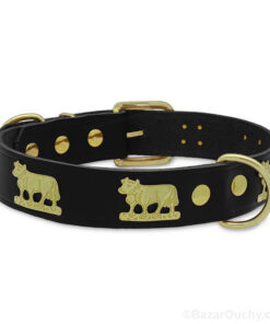 Collier chien cuir vache en métal