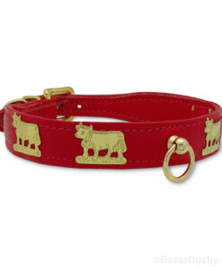 Collier chien cuir vache en métal