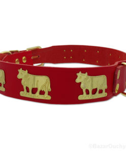 Collier chien cuir vache en métal