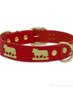 Collier chien cuir vache en métal