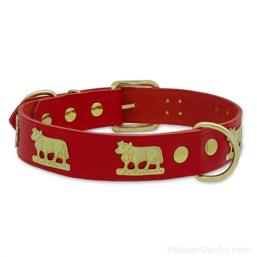 Collier chien cuir vache en métal