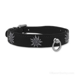 Dog collar with edelweiss metal