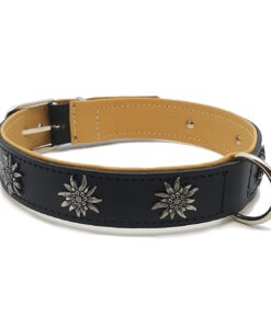Collier de chien avec edelweiss en métal