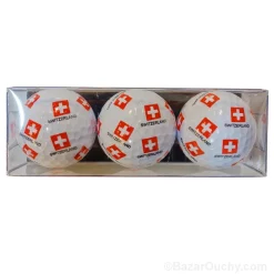 Weißer Golfball mit Schweizer Kreuz - 3 Stück