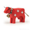 Vache en bois croix suisse