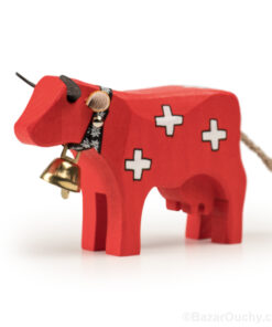 Vache en bois croix suisse