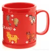 Tasse avec vaches suisses en plastique rouge