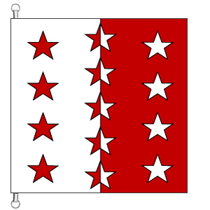 Bandiera Bastone Svizzera Cantone Wallis 30 x 30 cm 
