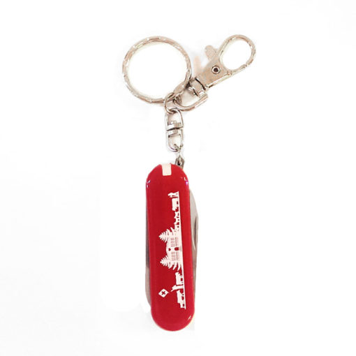 Red Swiss style knife key ring