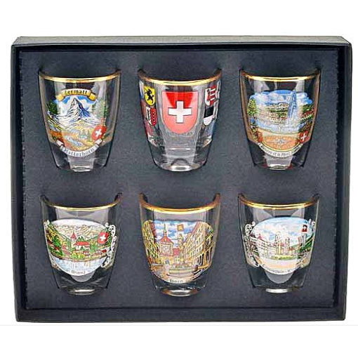 Set 6 Swiss liqueur glasses