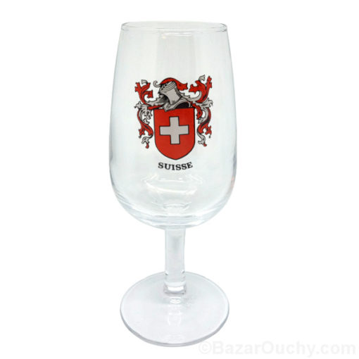 Bicchiere da vino con bandiera a croce svizzera - Distintivo da cavaliere