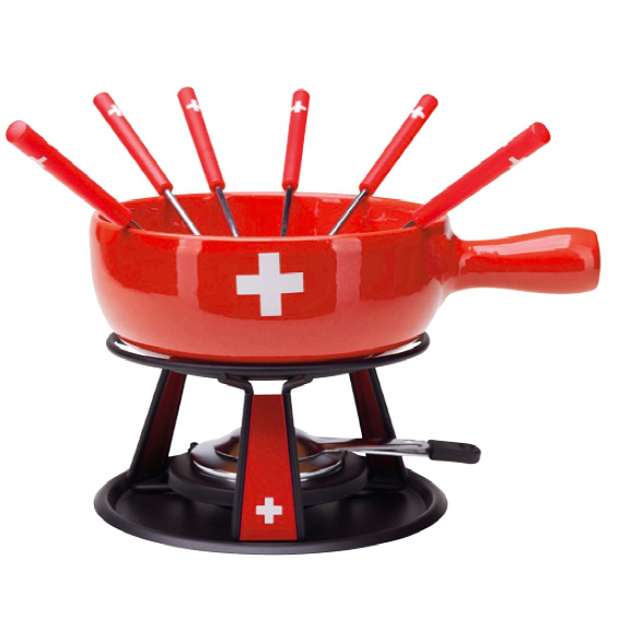 Set à Fondue Caquelon croix suisse