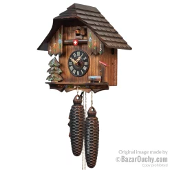 Horloge chalet coucou avec croix suisse à Lausanne