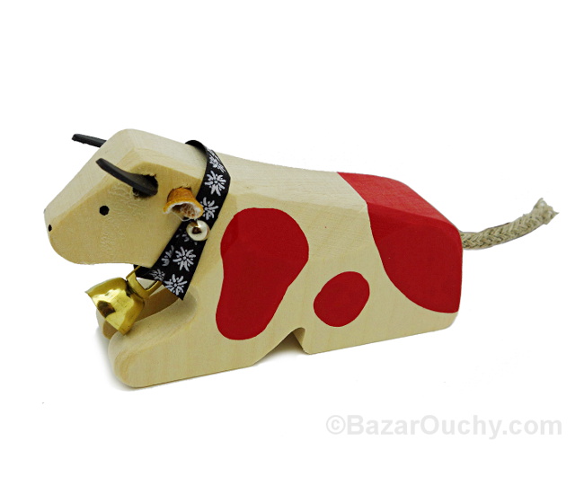 Porte-clés Vache Assise En Bois - Fait Main, Pendentif Ferme, Mignon, H-Customs