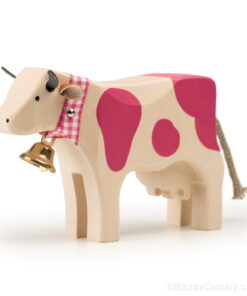 Vache en bois rose suisse